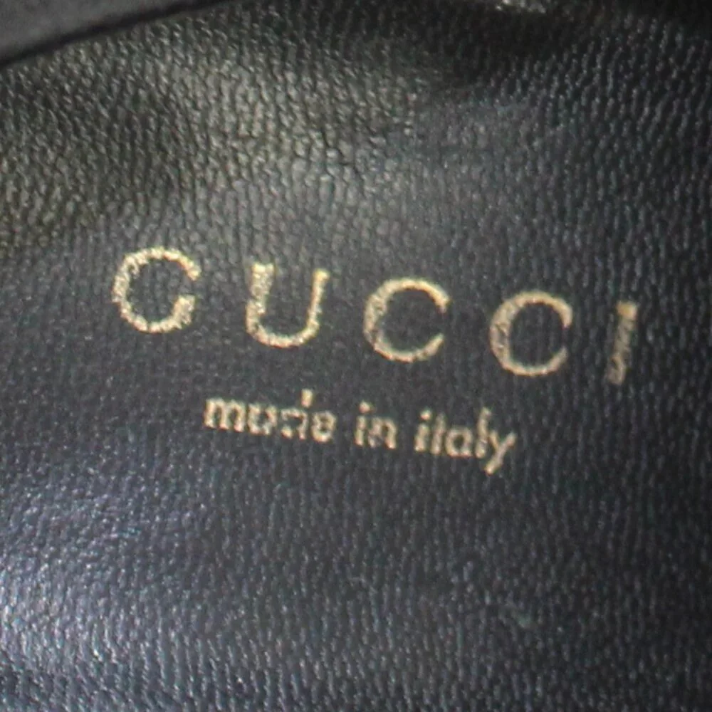 Gucci Black Leather Suede Accent Platform Stiletto Ankle Boot, Size 36.5